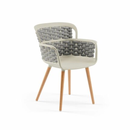 Stuhl Eva-N Geflecht Beige & Grau