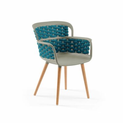Stuhl Eva-N Geflecht Zementgrau & Blau