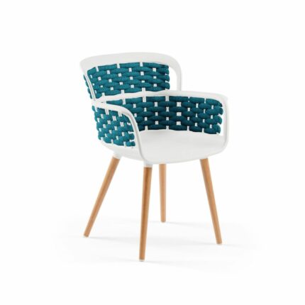 Stuhl Eva-N Geflecht Milchweiß & Blau