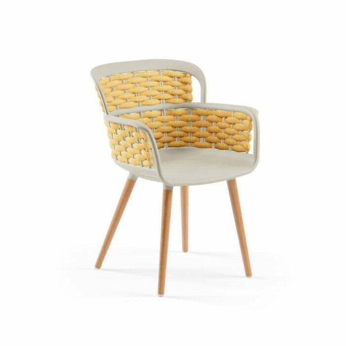 Stuhl Eva-N Geflecht Beige & Gelb