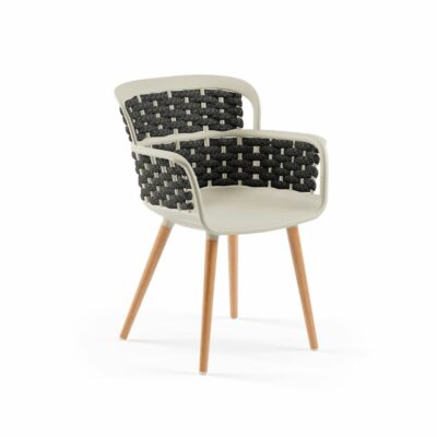 Stuhl Eva-N Geflecht Beige & Schwarz