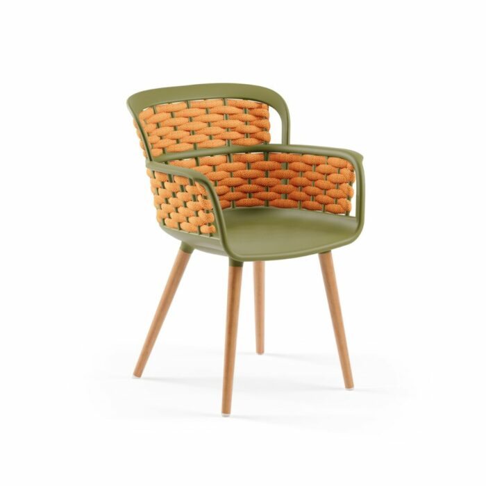 Stuhl Eva-N Geflecht Khaki & Orange