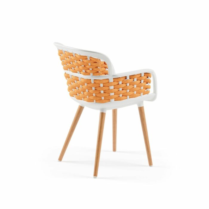 Stuhl Eva-N Geflecht Milchweiß & Orange