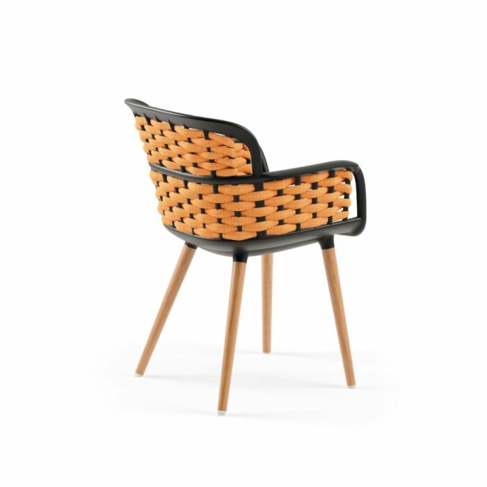 Stuhl Eva-N Geflecht Schwarz & Orange
