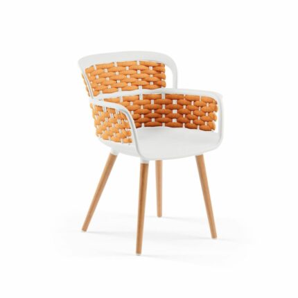 Stuhl Eva-N Geflecht Milchweiß & Orange