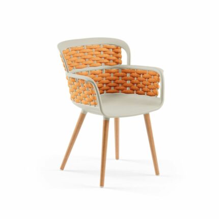Stuhl Eva-N Geflecht Beige & Orange