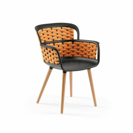 Stuhl Eva-N Geflecht Schwarz & Orange