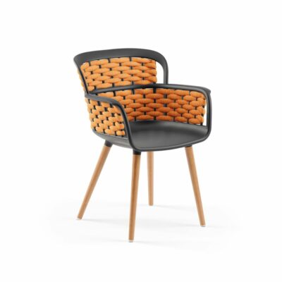 Stuhl Eva-N Geflecht Anthrazit & Orange