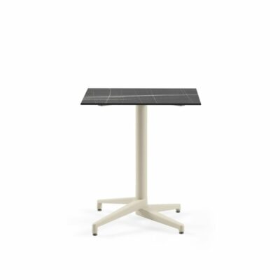 Quadratischer Tisch MOON-C / Beige Fuß / HPL/CPL Schwarz Marmor | Fix