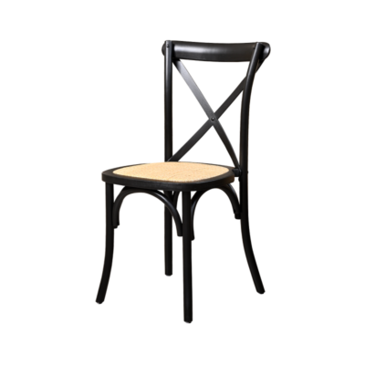Hochzeitsstuhl CROSS-BACK WOOD Holz – RATTAN schwarz