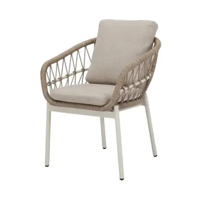 Tropea – Outdoor Stuhl in Sand mit Seilgeflecht & Komfortkissen