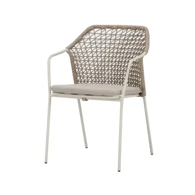 Outdoor Stuhl mit Seilgeflecht & Sitzkissen Burano Sand