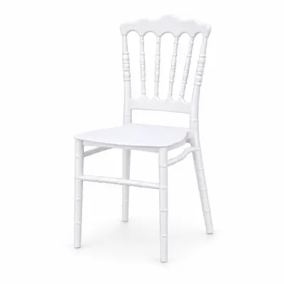 Hochzeitsstuhl Chiavari Napoleon Simple in Weiß mit klassischer Rückenlehne