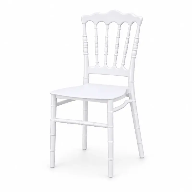 Hochzeitsstuhl Chiavari Napoleon Simple in Weiß mit klassischer Rückenlehne