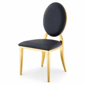Hochzeitsstuhl Glamour All Tap Schwarz mit goldfarbenem Gestell und schwarzer Polsterung für Hochzeit, Bankett und Events