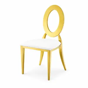Hochzeitsstuhl Glamour Gold-Weiß mit goldenem Gestell und weißer Polsterung für Hochzeit, Bankett und Events
