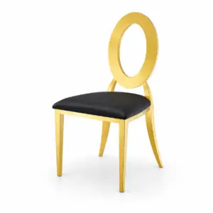 Hochzeitsstuhl Glamour Tap Gold-Schwarz mit goldenem Gestell und schwarzer Polsterung für Hochzeit, Bankett und Events
