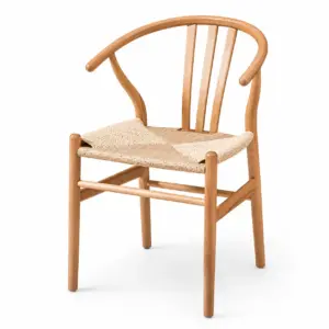 Holzstuhl Wishbone Natur mit geflochtener Sitzfläche für Restaurant, Café, Hotel und Gastronomie