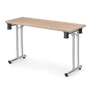 Banketttisch FOLD-L CR mit rechteckiger Tischplatte und klappbarem Chromgestell