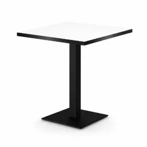 Cafétisch ALFA S Weiß 68x68 cm mit quadratischer Tischplatte und schwarzem Metallgestell