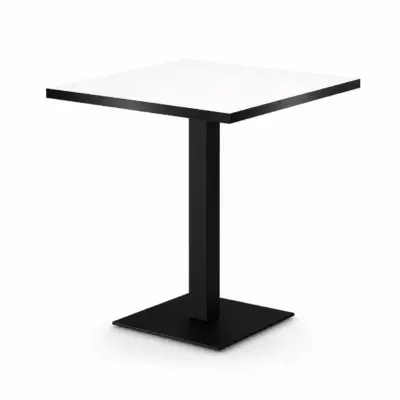 Cafétisch ALFA S Weiß 68x68 cm mit quadratischer Tischplatte und schwarzem Metallgestell
