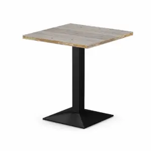 Cafétisch GIZA 68x68 cm mit quadratischer Tischplatte in heller Holzoptik und schwarzem Metall-Mittelfuß