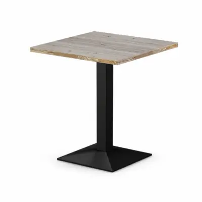 Cafétisch GIZA 68x68 cm mit quadratischer Tischplatte in heller Holzoptik und schwarzem Metall-Mittelfuß