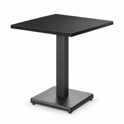 Cafétisch IMPERIO 68x68 cm mit quadratischer Tischplatte und stabilem schwarzem Mittelfußgestell