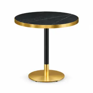 Cafétisch Omega R Trockengrauer Stein mit runder Tischplatte und Mittelfußgestell